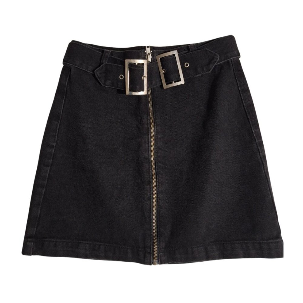 Size 2 Zip Front Black Miniskirt by Topshop